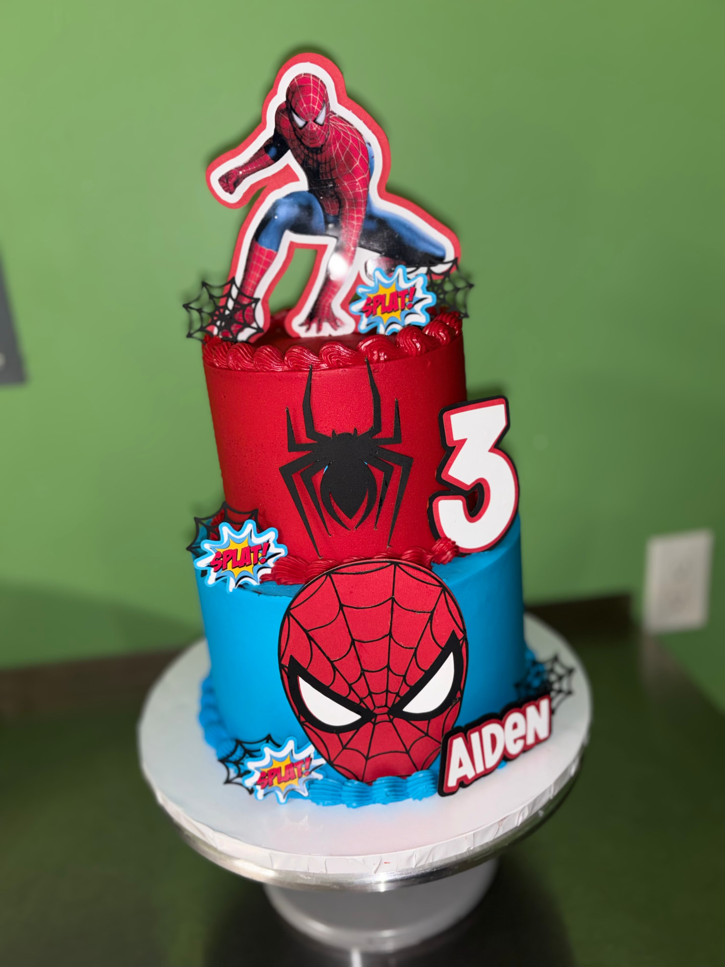 Spider-Man two-tier birthday cake