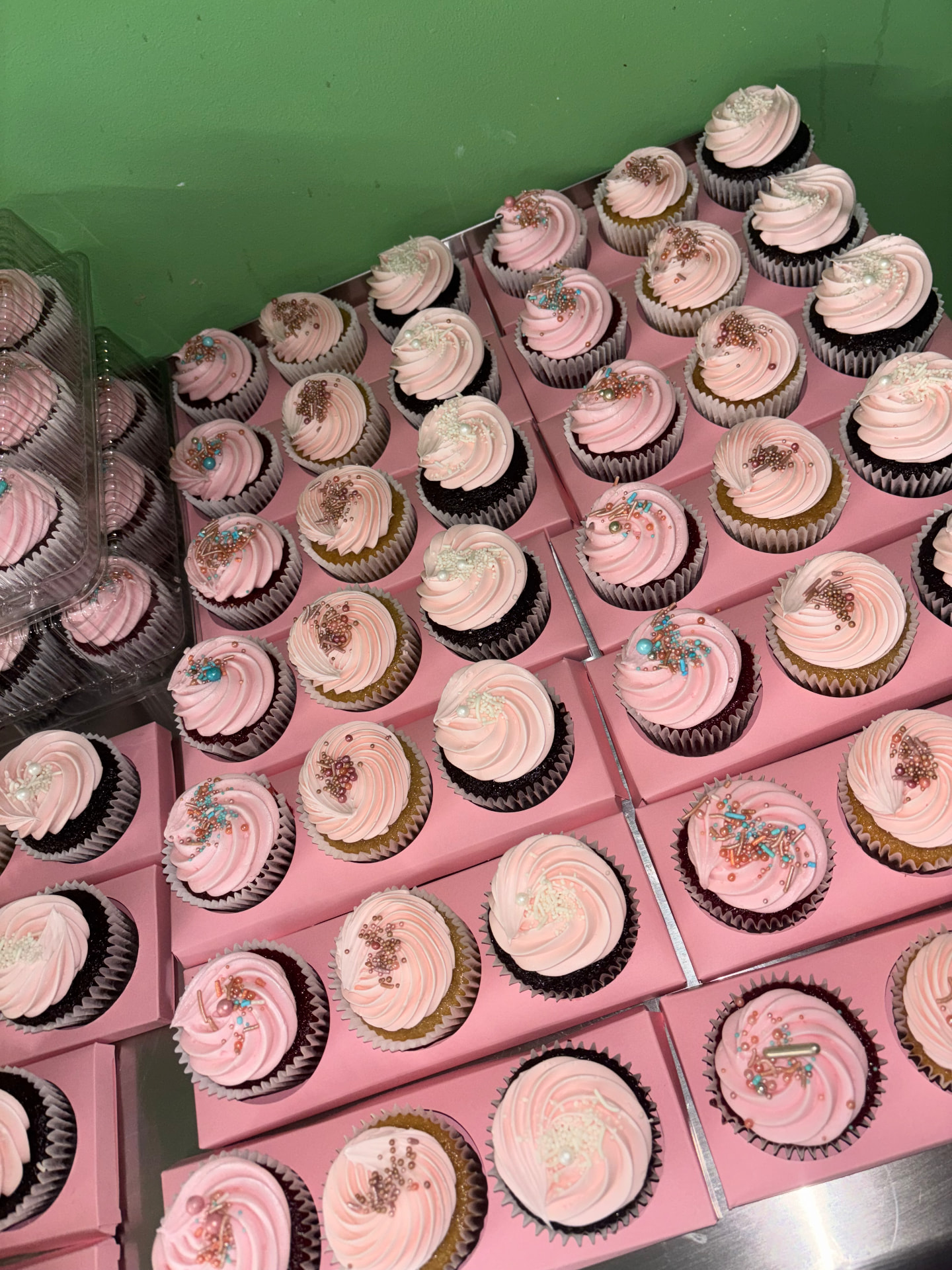 Pink frosted cupcakes